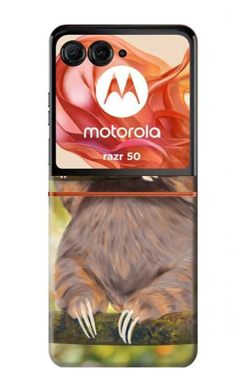 S3138 Peinture mignon bébé Sloth Etui Coque Housse pour Motorola Razr 70,60,50, Razr (2026, 2025, 2024)