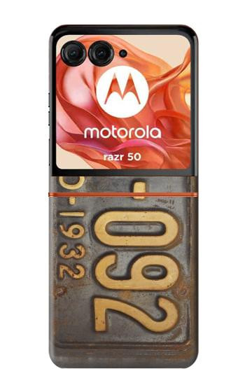 S3228 Millésimé plaque d'immatriculation de voiture Etui Coque Housse pour Motorola Razr 70,60,50, Razr (2026, 2025, 2024)