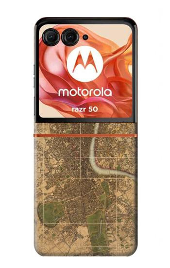 S3230 Carte de Londres millésimé Etui Coque Housse pour Motorola Razr 70,60,50, Razr (2026, 2025, 2024)