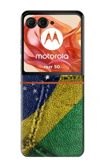 S3297 Brésil Drapeau graphique Football Millésime Etui Coque Housse pour Motorola Razr 70,60,50, Razr (2026, 2025, 2024)