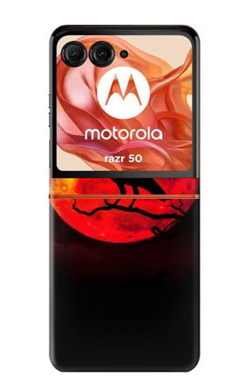 S3328 Corbeau Rouge Lune Etui Coque Housse pour Motorola Razr 70,60,50, Razr (2026, 2025, 2024)