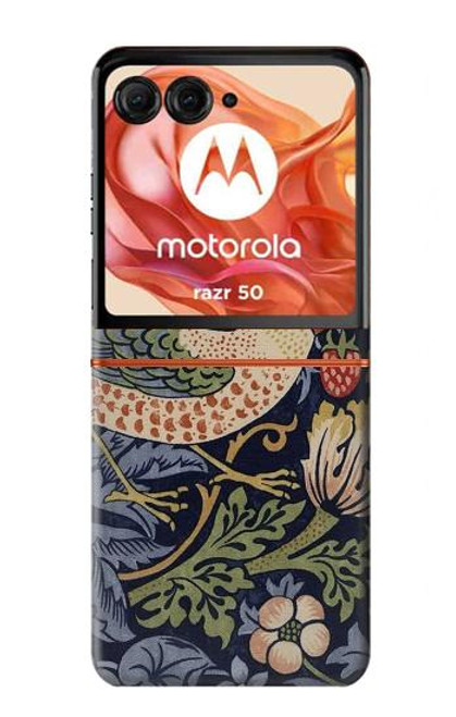 S3791 William Morris Strawberry Thief Fabric Etui Coque Housse pour Motorola Razr 50