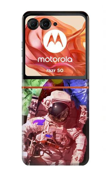 S3914 Galaxie colorée de costume d'astronaute de nébuleuse Etui Coque Housse pour Motorola Razr 70,60,50, Razr (2026, 2025, 2024)