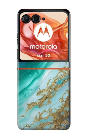 S3920 Couleur bleu océan abstrait émeraude mélangée Etui Coque Housse pour Motorola Razr 70,60,50, Razr (2026, 2025, 2024)