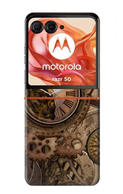 S3927 Boussole Horloge Gage Steampunk Etui Coque Housse pour Motorola Razr 50