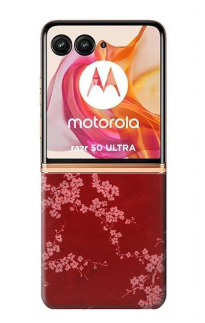 S3817 Motif de fleurs de cerisier floral rouge Etui Coque Housse pour Motorola Razr 50 Ultra