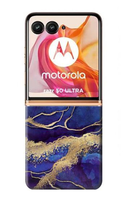 S3906 Marbre violet bleu marine Etui Coque Housse pour Motorola Razr 50 Ultra