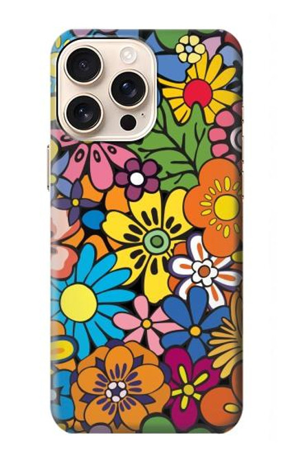 S3281 Motif coloré Hippie Fleurs Etui Coque Housse pour iPhone 16 pro