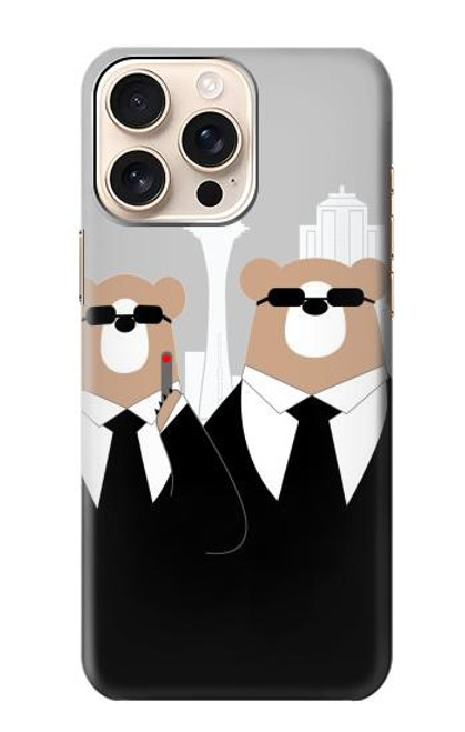 S3557 Ours en Costume Noir Etui Coque Housse pour iPhone 16 pro max