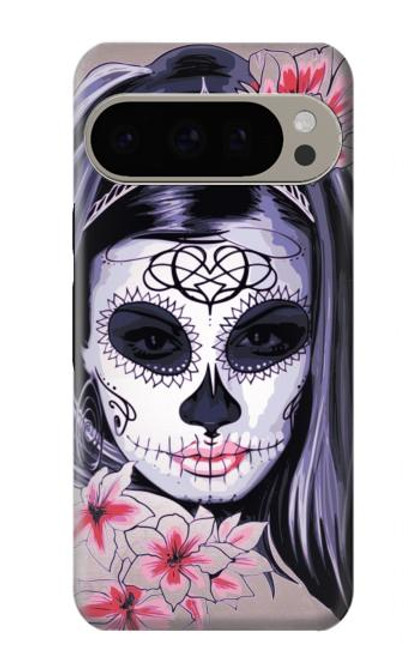 S3821 Sugar Skull Steampunk Fille Gothique Etui Coque Housse pour Google Pixel 9 Pro