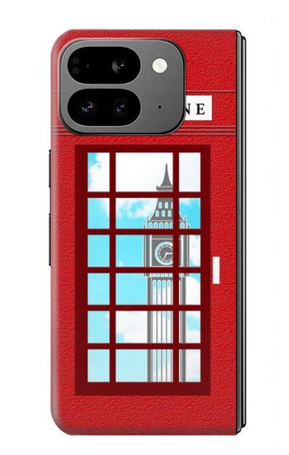 S2059 Angleterre britannique Cabine téléphonique Minimaliste Etui Coque Housse pour Google Pixel 9 Pro Fold