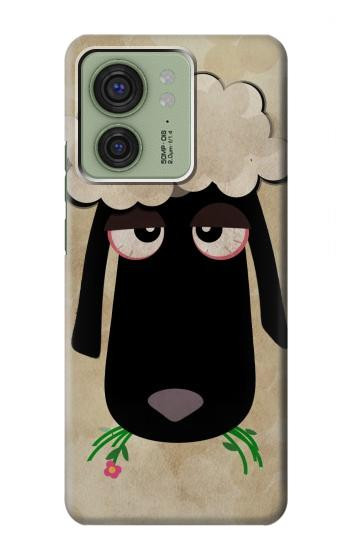 S2826 Mignon Noir Sheep Dormir Dessin Etui Coque Housse pour Motorola Edge (2023), Edge 40