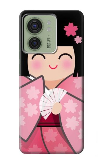 S3042 Japon fille Hina Sakura Kimono Poupée Etui Coque Housse pour Motorola Edge (2023), Edge 40