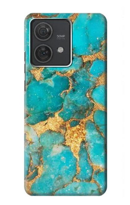 S2906 Aqua Turquoise Pierre Etui Coque Housse pour Motorola Edge 40 Neo