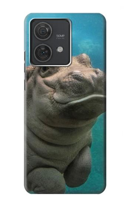 S3871 mignon, bébé, hippopotame, hippopotame Etui Coque Housse pour Motorola Edge 40 Neo