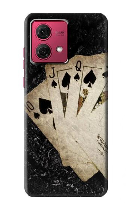 S3231 Cartes royales millésimé Flush droite Etui Coque Housse pour Motorola Moto G84