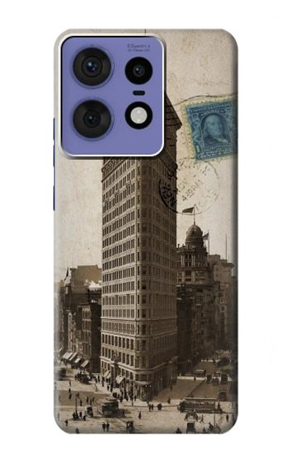 S2832 New York 1903 Flatiron Cartes Postales Bâtiment Etui Coque Housse pour Motorola Edge 50 Pro