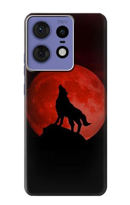 S2955 Loup Hurlant Rouge Lune Etui Coque Housse pour Motorola Edge 50 Pro