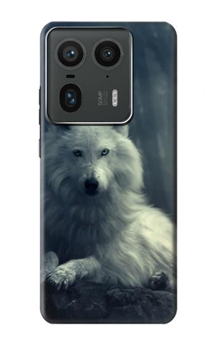 S1516 Loup blanc Etui Coque Housse pour Motorola Edge 50 Ultra