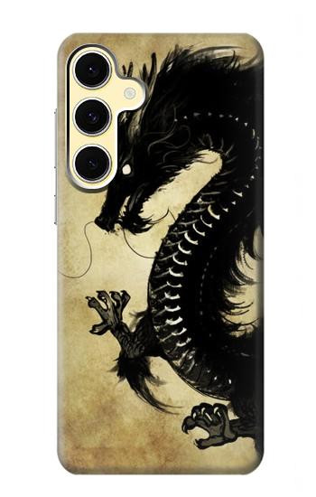 S1482 Peinture Noir dragon Etui Coque Housse pour Samsung Galaxy S24 FE