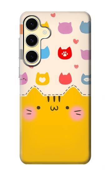 S2442 Chat mignon drôle Dessin animé Etui Coque Housse pour Samsung Galaxy S24 FE