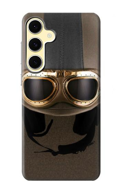 S2645 Lunettes millésimé Casque de moto marron Etui Coque Housse pour Samsung Galaxy S24 FE