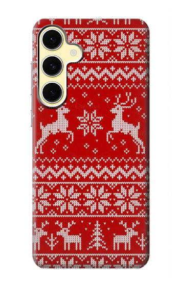 S2835 Renne Motif Tricoté Noël Etui Coque Housse pour Samsung Galaxy S24 FE