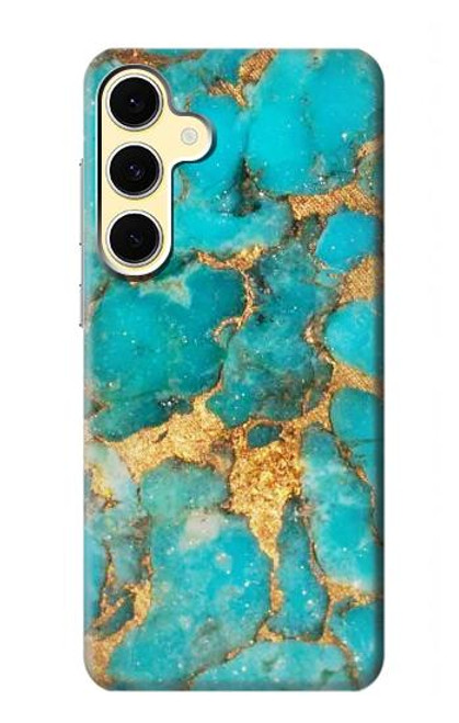 S2906 Aqua Turquoise Pierre Etui Coque Housse pour Samsung Galaxy S24 FE