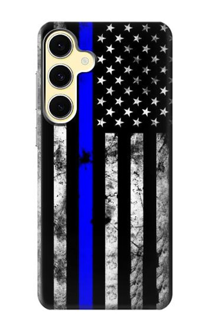 S3244 Ligne Bleu mince Etats-Unis Etui Coque Housse pour Samsung Galaxy S24 FE