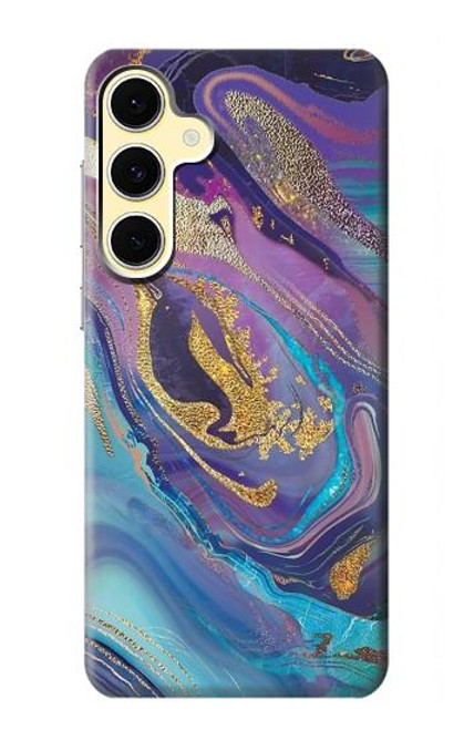 S3676 Pierre de marbre abstraite colorée Etui Coque Housse pour Samsung Galaxy S24 FE