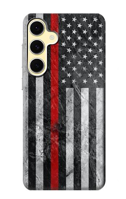 S3687 Drapeau américain de pompier mince ligne rouge Etui Coque Housse pour Samsung Galaxy S24 FE