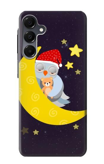 S2849 Mignon Lune Nuit Sleepy Chouette Etui Coque Housse pour Samsung Galaxy A16 5G