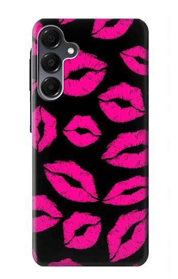 S2933 Bisous Rose Lips sur Noir Etui Coque Housse pour Samsung Galaxy A16 5G