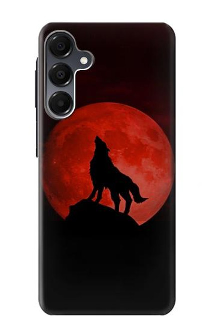 S2955 Loup Hurlant Rouge Lune Etui Coque Housse pour Samsung Galaxy A16 5G