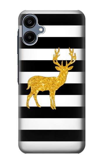 S2794 Noir et blanc rayé cerf d'or Sparkles Etui Coque Housse pour Samsung Galaxy A06