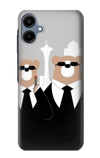 S3557 Ours en Costume Noir Etui Coque Housse pour Samsung Galaxy A06