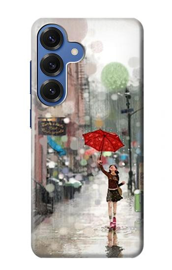 S0108 Fille sous la pluie Etui Coque Housse pour Samsung Galaxy S25