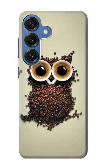 S0360 café Chouette Etui Coque Housse pour Samsung Galaxy S25
