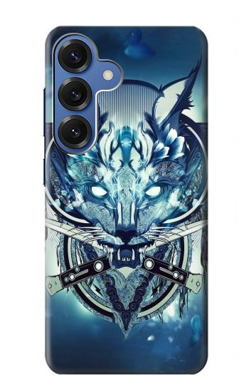 S1135 Loup avec des couteaux Roche Etui Coque Housse pour Samsung Galaxy S25