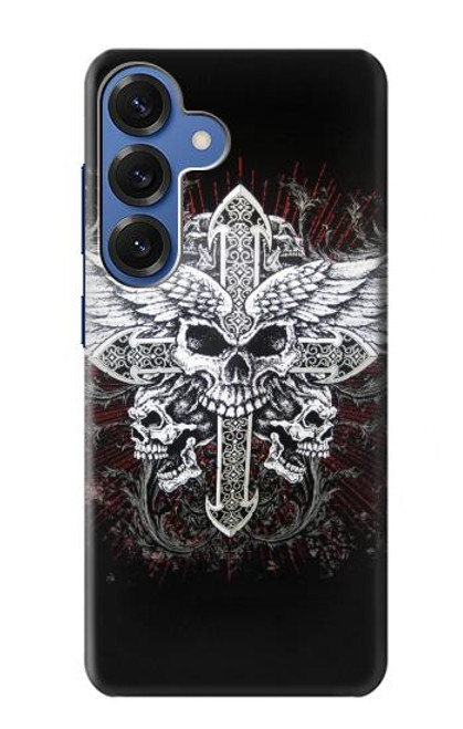 S1434 Crâne Tatouage Motard Aile Etui Coque Housse pour Samsung Galaxy S25