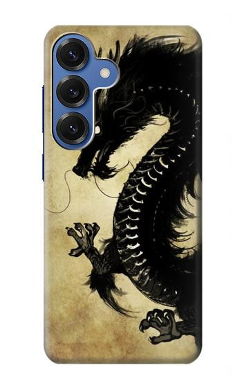 S1482 Peinture Noir dragon Etui Coque Housse pour Samsung Galaxy S25