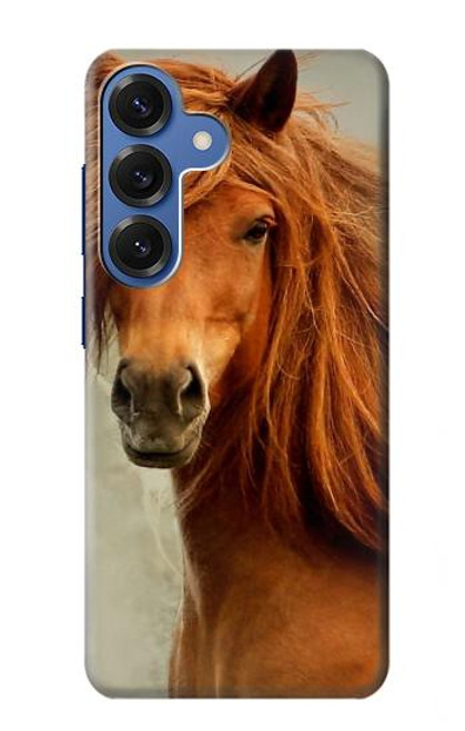 S1595 Beau cheval marron Etui Coque Housse pour Samsung Galaxy S25