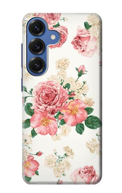 S1859 Motif Rose Etui Coque Housse pour Samsung Galaxy S25