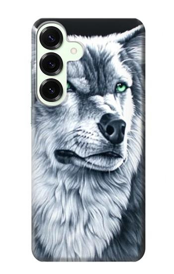 S0123 Loup blanc Etui Coque Housse pour Samsung Galaxy S25 Plus