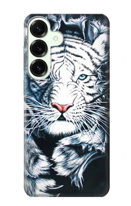 S0265 Tigre blanc Etui Coque Housse pour Samsung Galaxy S25 Plus