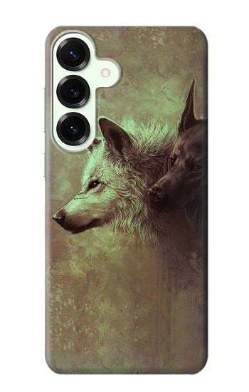 S0931 Loup Blanc Noir Etui Coque Housse pour Samsung Galaxy S25 Plus