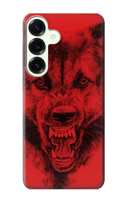 S1090 Rouge Loup Etui Coque Housse pour Samsung Galaxy S25 Plus