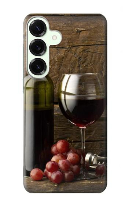 S1316 Raisins Bouteille et un verre de vin rouge Etui Coque Housse pour Samsung Galaxy S25 Plus