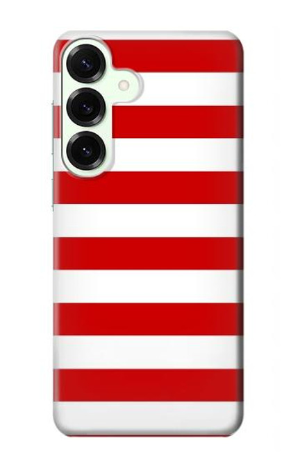 S2364 Rouge et blanc rayé Etui Coque Housse pour Samsung Galaxy S25 Plus