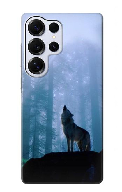 S0935 Loup Hurlant dans la forêt Etui Coque Housse pour Samsung Galaxy S25 Ultra